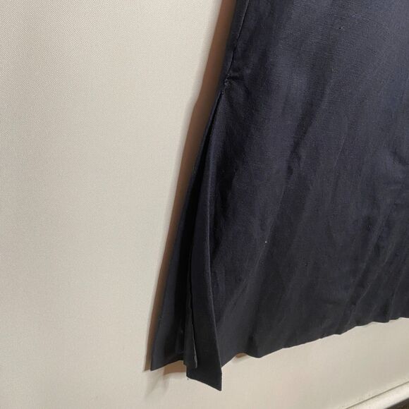 Jessica Howard Linen Blend Blue Midi Dress Lined Zip Closure Slit Sides Size 12 - Picture 7 of 13